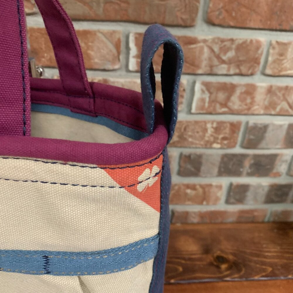 Lucky Brand Dungarees Large Cream Blue Women's Canvas Tote Bucket Bag GUC - Picture 6 of 11